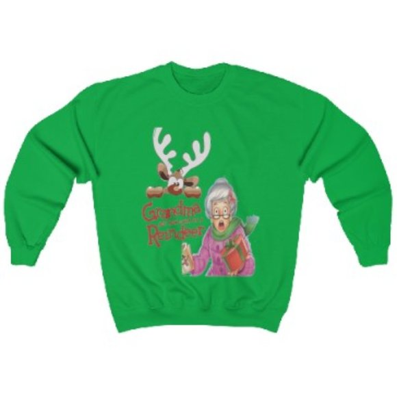 SBC Grandma Got Run Over By A Reindeer Navy Crewneck Sweatshirt - Picture 2 of 5
